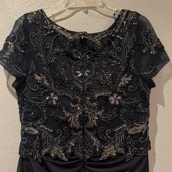 XSCAPE Long Beaded Top Sheer Matte Jersey Skirt Dress - Picture 8 of 15